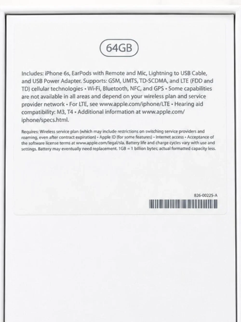 Apple iPhone 6s Original Empty Box 64GB Silver MKQP2LL/A w/ Original Inserts